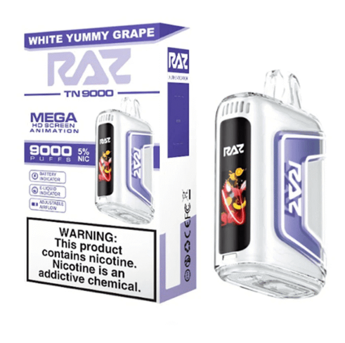 White Gummy Grape Flavor RAZ TN9000 Disposable Vape - Image 1